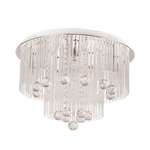 Bright Star Polished Chrome LED Ceiling Fitting with Crystals
