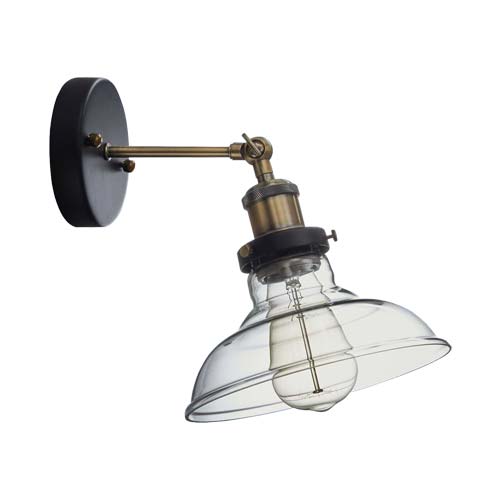 Bright Star Antique Brass Wall Light with Wide Glass
