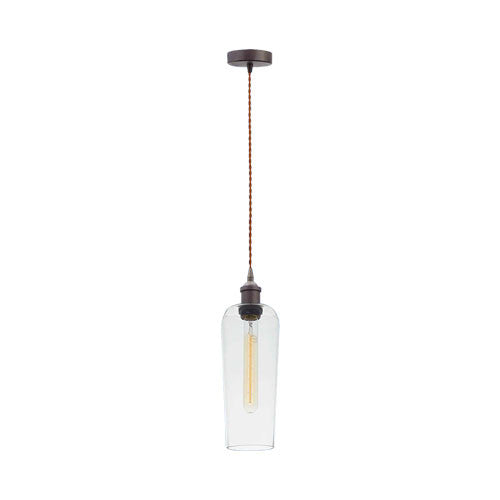 Bright Star Matt Nickel Cord Pendant with Clear Glass