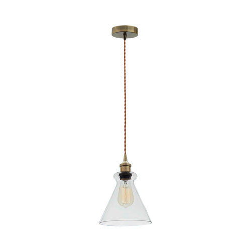Bright Star Antique Bronze Cord Pendant with Clear Glass
