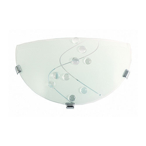 Metal Base with Patterned Frosted Glass and Chrome Clips Wall Light
