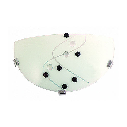 Bright Star Metal Base with Black Cherry Patterned Frosted Glass and Chrome Clips Wall Light