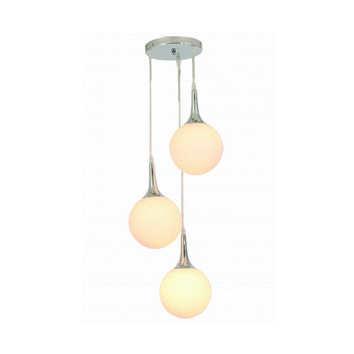 Bright Star 3 Light Cascading Chrome Pendant with Opal Glass