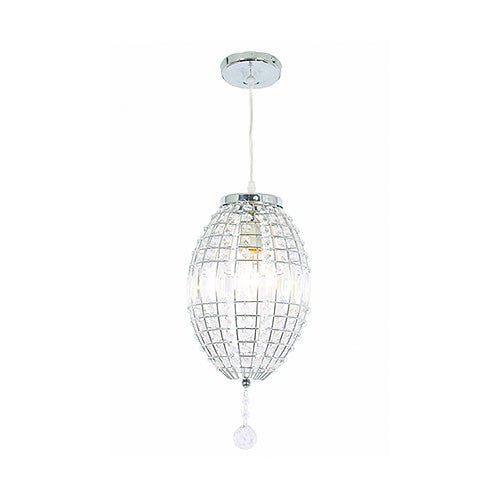 Bright Star Oval Chrome Pendant with Clear Acrylic Crystals