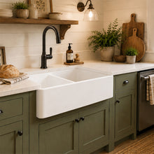 Load image into Gallery viewer, Two Tone Stone Butler Double Bowl Kitchen Sink
