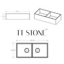 Load image into Gallery viewer, Two Tone Stone Butler Double Bowl Kitchen Sink
