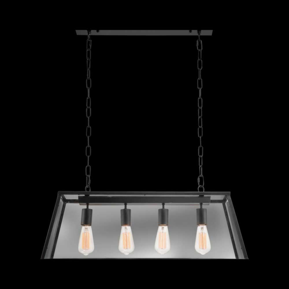 K. Light Rustic 4 Light Pendant - Black