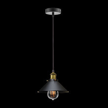 Load image into Gallery viewer, K. Light Vintage Metal Cone Pendant - Black &amp; Antique Brass
