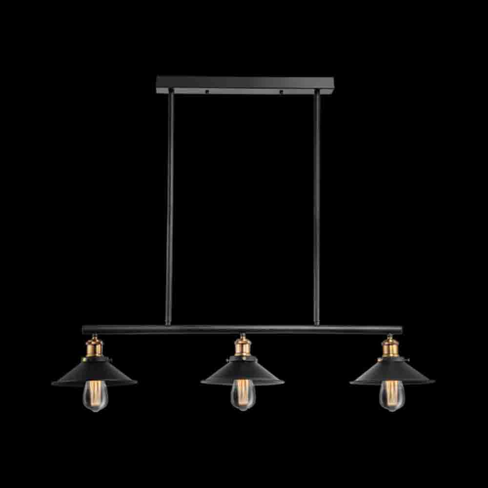K. Light Trio Pendant E27 40W - Black / Antique Brass