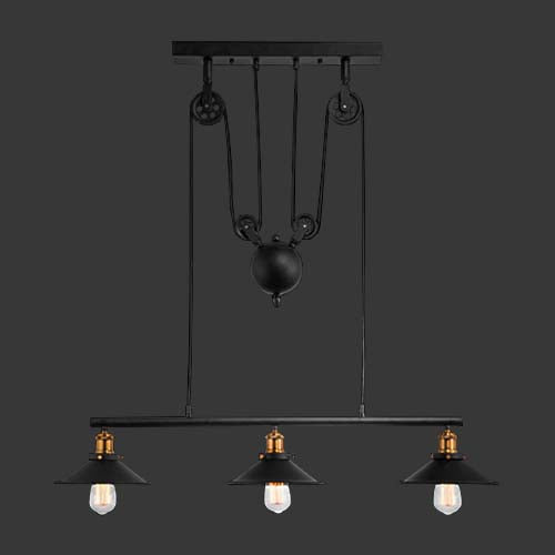 K. Light Rustic Adjustable Trio Pendant