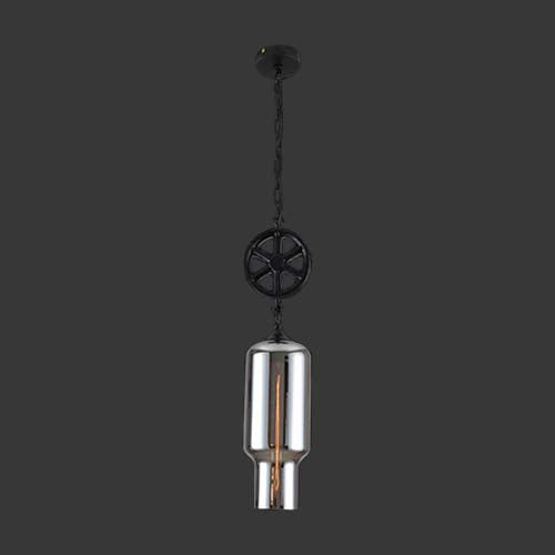 K. Light Industrial Glass Cylinder Pendant - Smoke