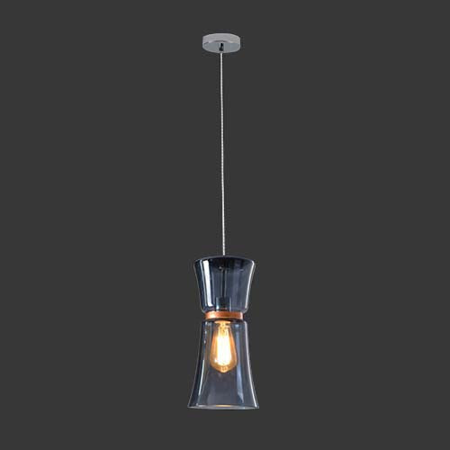 K. Light Copper Lined Glass Pendant - Smokey Blue
