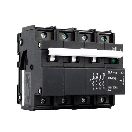 CBi QF-N-4(26) Dual Mount Circuit Breaker C2 3P+N 6kA