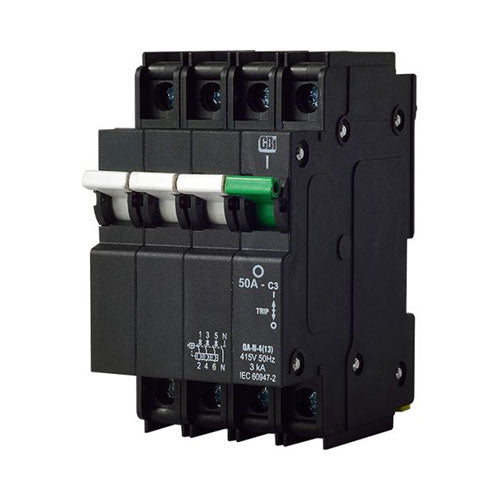 CBi Mini Rail Circuit Breaker 3 Pole + Neutral 3kA - QA-N-4(13)