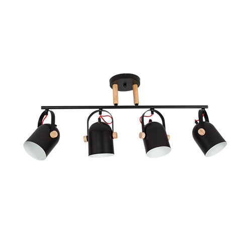 Bright Star Spot Iron and Wood Chandelier