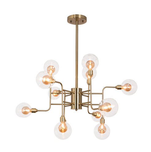 Bright Star Linked Brass Chandelier 12 Light