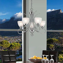 Load image into Gallery viewer, Polished Chrome Chandelier with Frosted Glass
