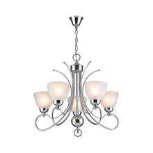 Load image into Gallery viewer, Polished Chrome Chandelier with Frosted Glass
