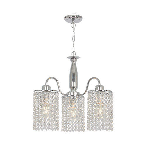 Polished Chrome Chandelier with Clear Acrylic Crystals