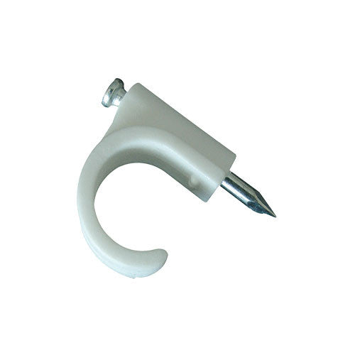 Conduit Clip Round White - 20mm /100pk