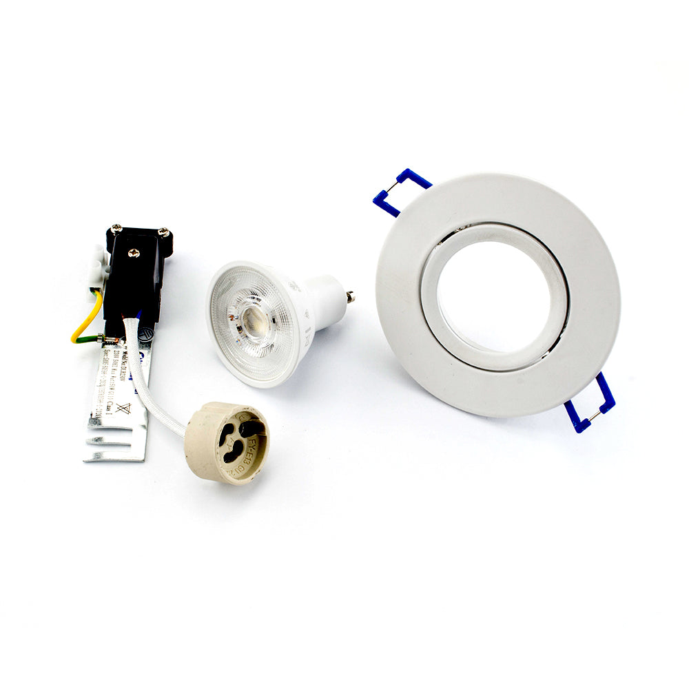 PioLED R202 Recessed Tilt Downlight Kit 5W 92mm - White