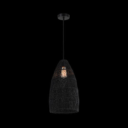 K. Light Elongated Rattan Cone Pendant