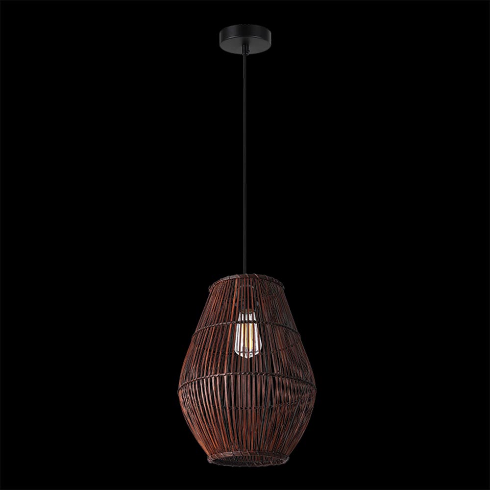 K. Light Oval Rattan & Bamboo Pendant