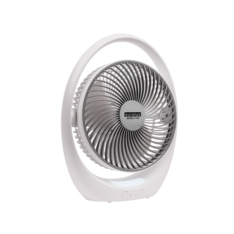 Eurolux Rechargeable LED Table Fan - White / Grey