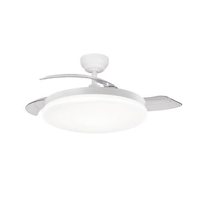 Eurolux Evo Retractable 3 Blade Ceiling Fan with Light & Remote 1065mm - White / Clear