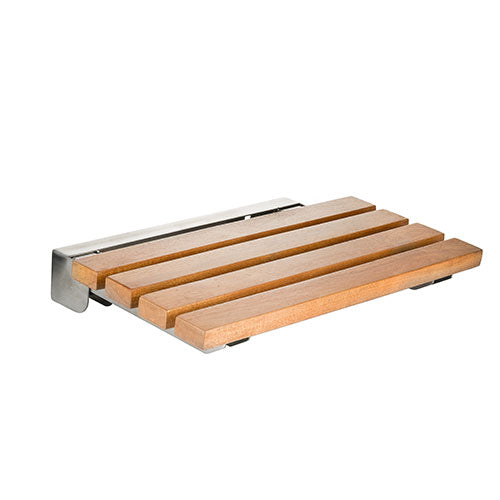 Stunning Bathrooms Fold Up Steel and Timber Shower Seat - Wood / Silver