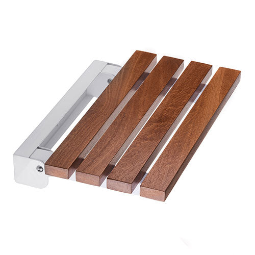 Stunning Bathrooms Fold Up Steel and Timber Shower Seat - Wood & White