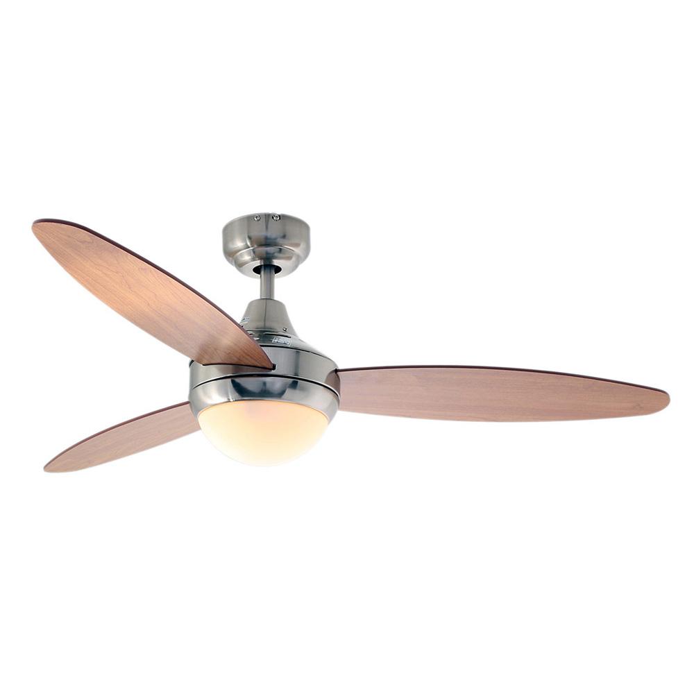 Swirl 3 Blade Ceiling Fan with Light 1200mm - Maple Cherry / Satin Chrome