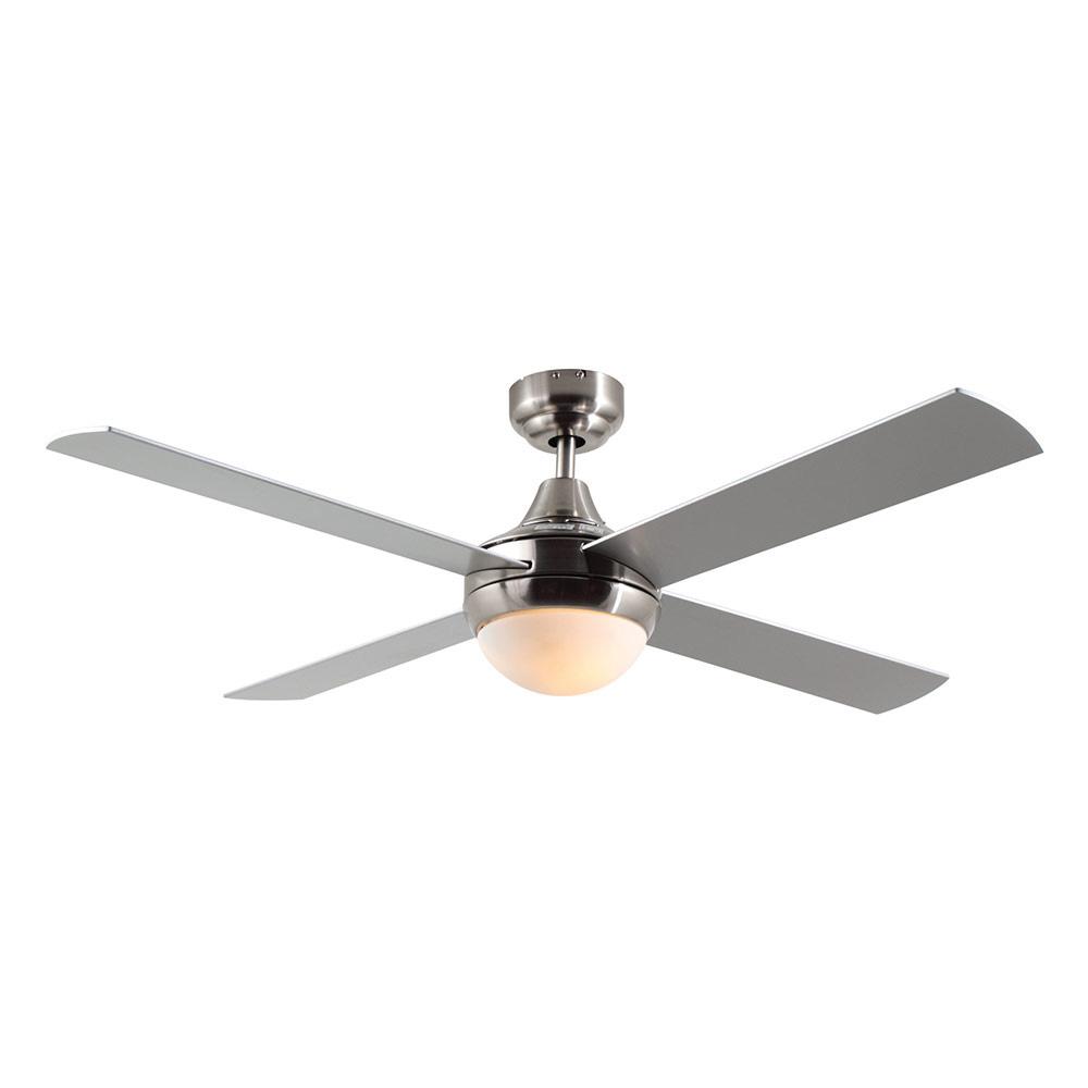 Twister 4 Blade Ceiling Fan with Light 1200mm - Silver Black / Satin Chrome