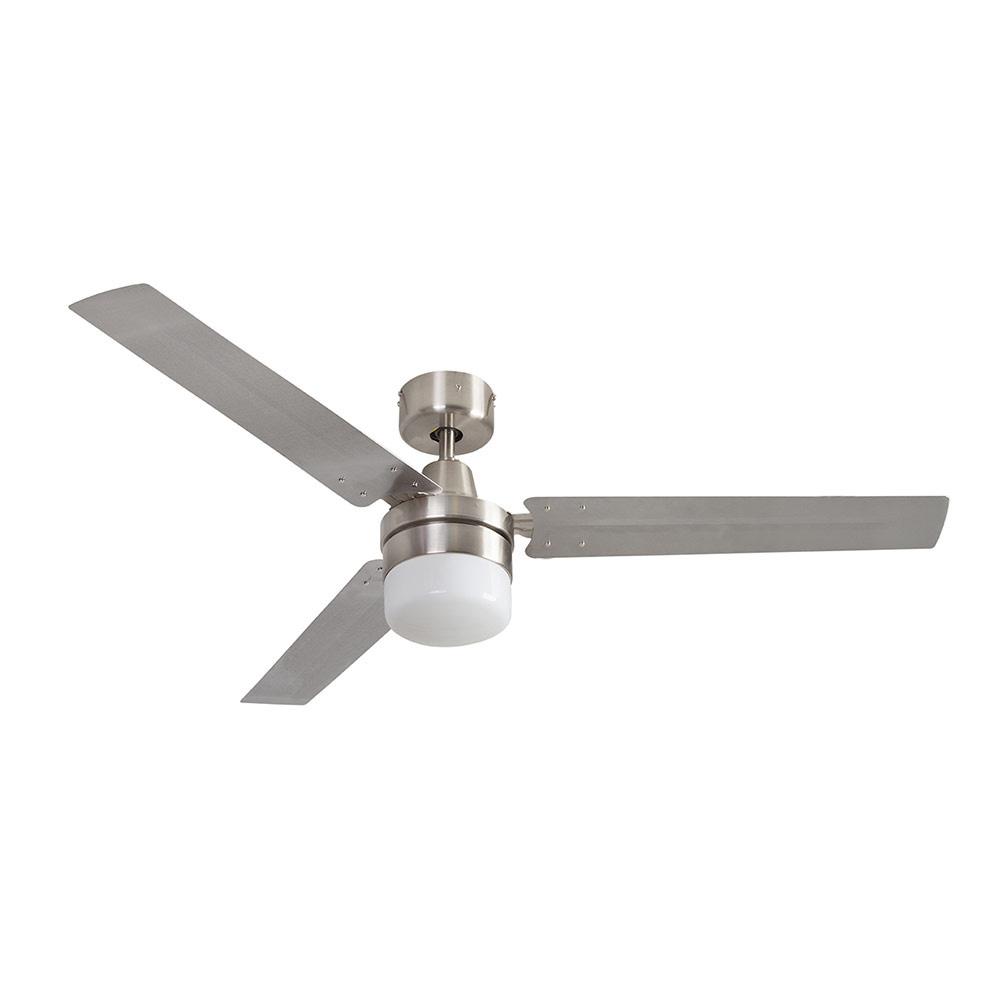 Industrial 3 Blade Ceiling Fan with Light Kit 1370mm - Stainless Steel