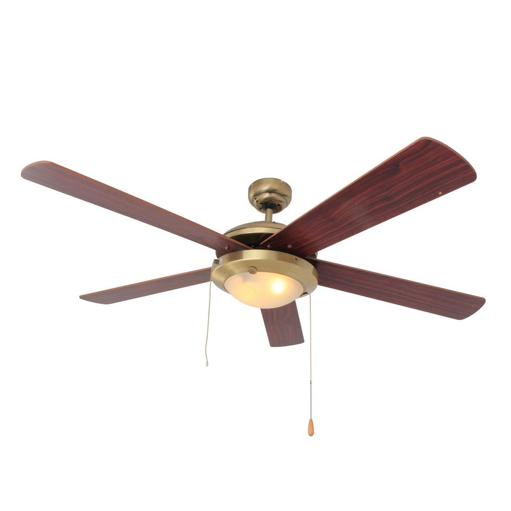 Comet 5 Blade Ceiling Fan with Light 1320mm - Cherry Wood / Antique Brass