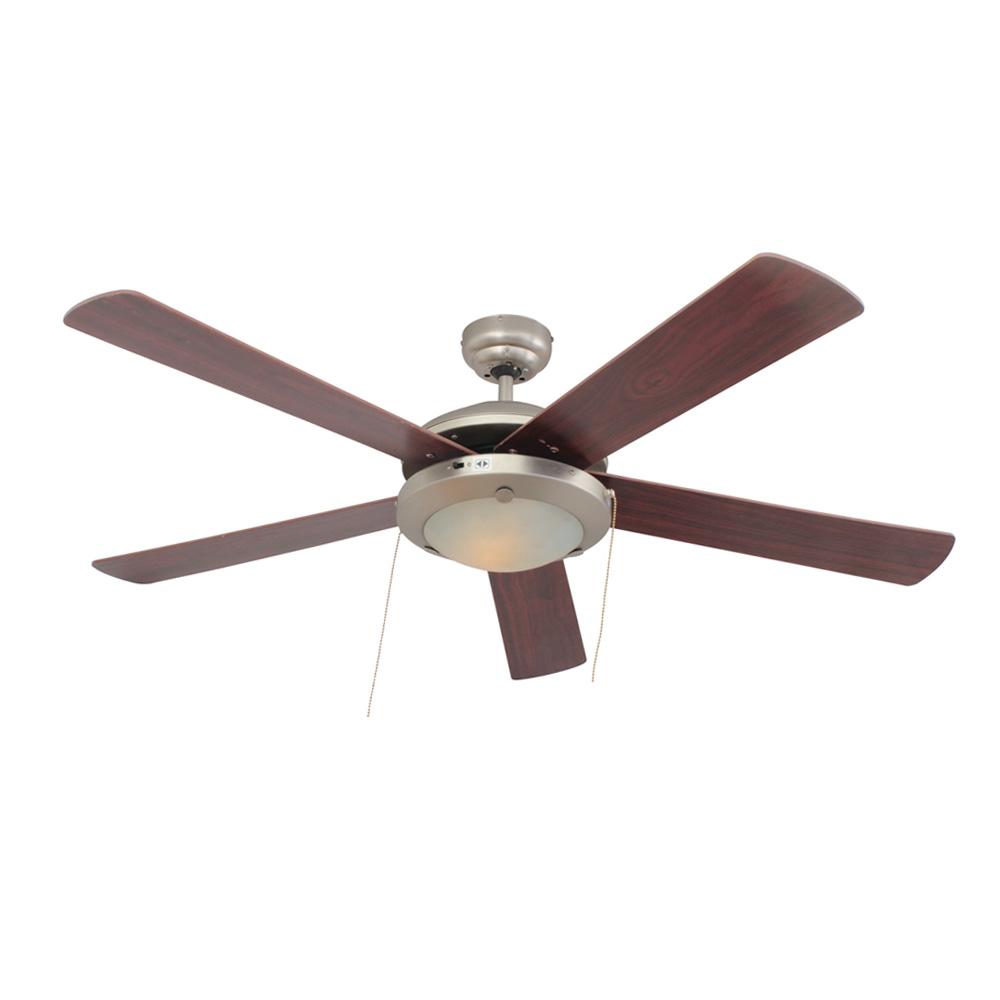 Eurolux Comet 5 Blade Ceiling Fan with Light 1320mm - Cherry Wood / Satin Chrome