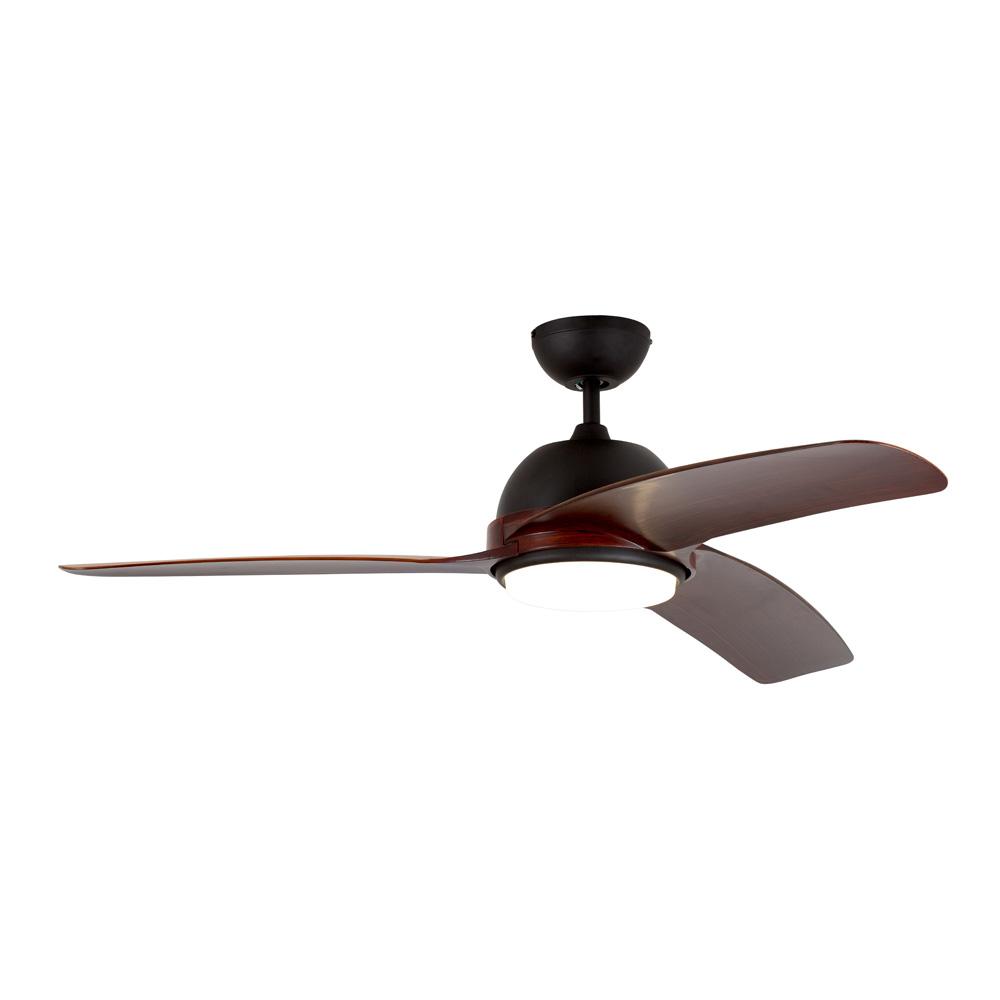3 Blade Ceiling Fan with LED Light 1320mm - Dark Wood / Black