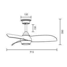 Load image into Gallery viewer, Spazio Fan-tastic 3 Blade Ceiling Fan 915mm
