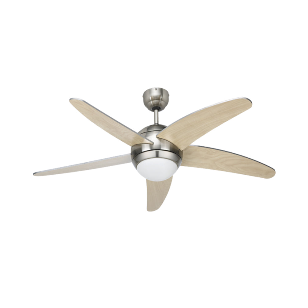 Bright Star 5 Blade Ceiling Fan with Light and Remote 1320mm - Satin Chrome