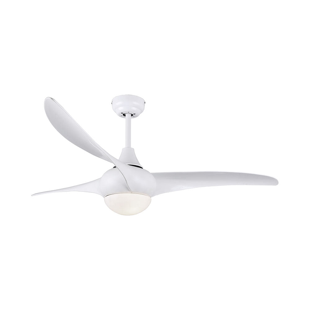 3 Blade Ceiling Fan with LED Light and Remote 1320mm - White Finish