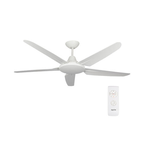 Bright Star 5 Blade Ceiling Fan with Remote 1320mm - White
