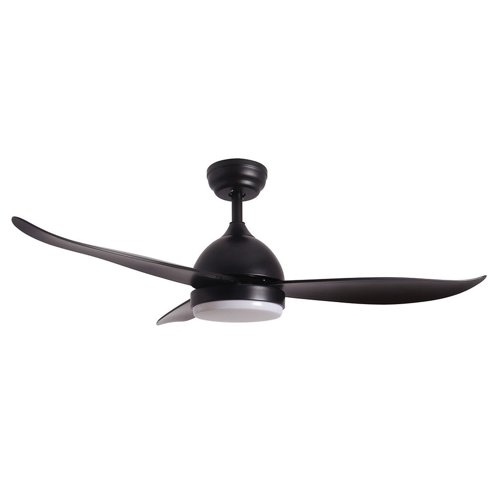 3 Blade Ceiling Fan with Light 1120mm - Matt Black