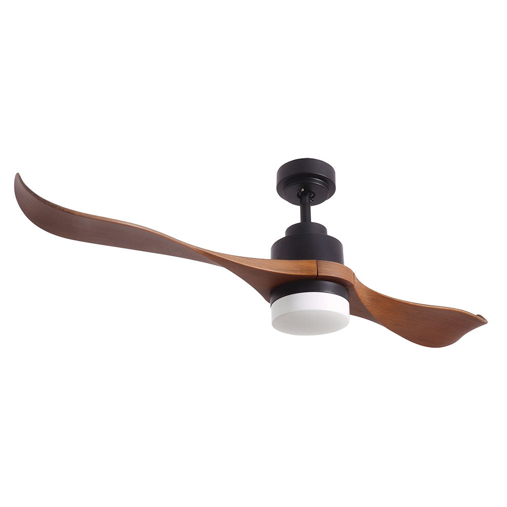 2 Blade Ceiling Fan with Light 1320mm - Matt Black / Wood