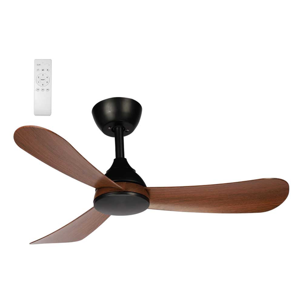 Bright Star 3 Blade Ceiling Fan with Remote 956mm - Black / Dark Wood