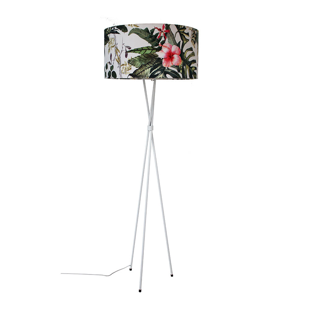 Wire World Tripod Floor Lamp with Drum Shade - Sandpaper White
