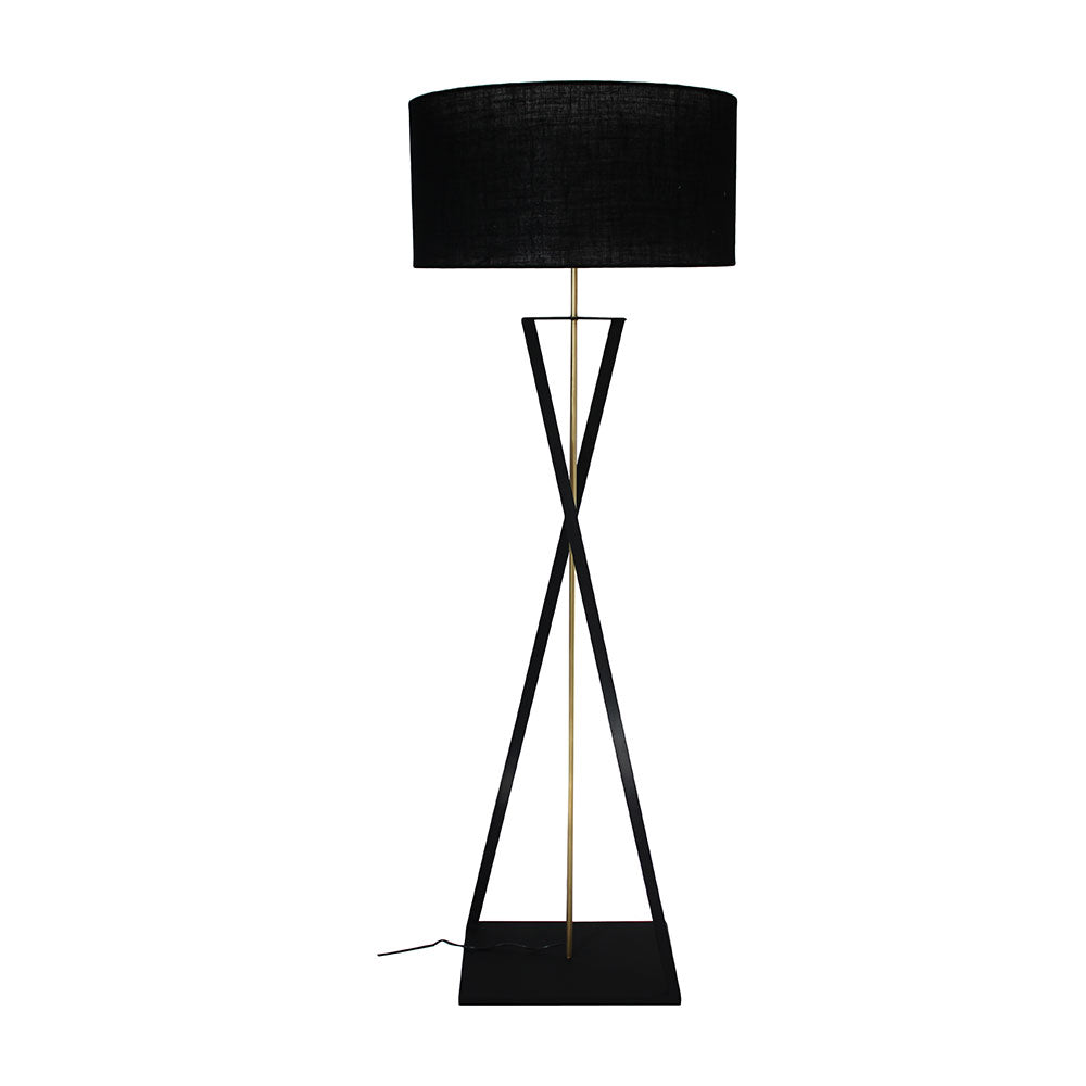 Wire World Twister Floor Lamp with Drum Shade - Black