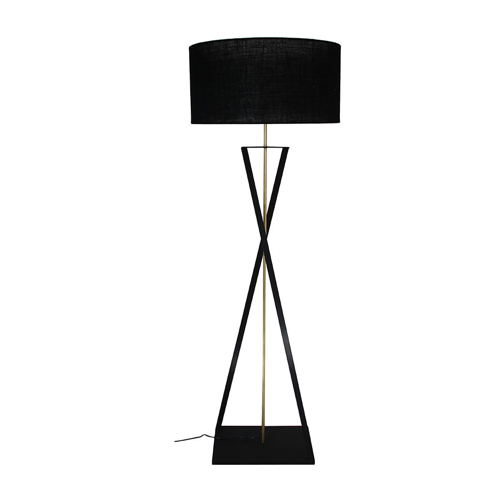 Twister Floor Lamp with Drum Shade - Black