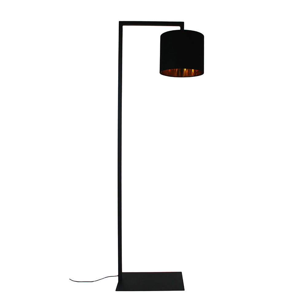 Wire World Hover Drum Shade Floor Lamp - Black / Gold