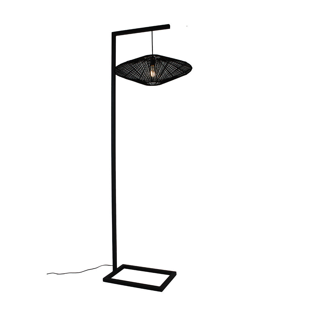 Wire World Mild Steel UFO Floor Lamp with Cord Shade - Black