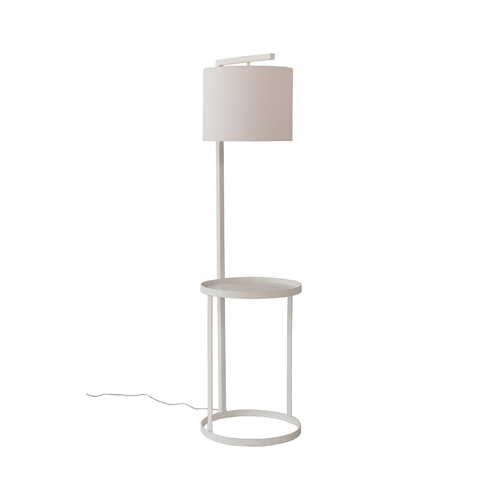 Tip Toe Floor Lamp & Side Table with Drum Shade - White